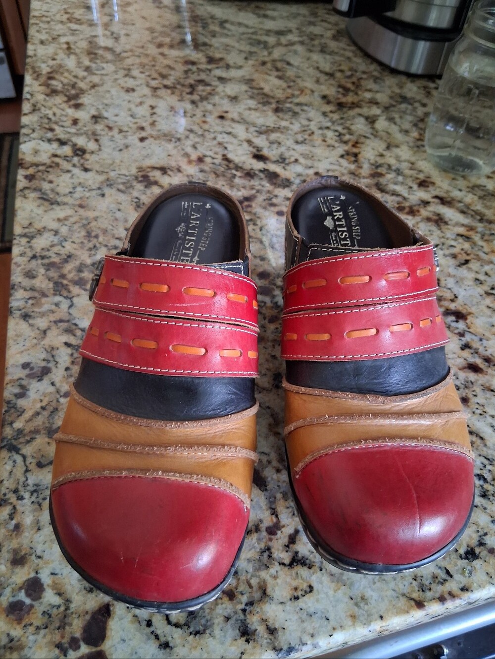 L'artiste Fun MULTI-COLOR LEATHER CLOGS SIZE 38/7 - Picture 3 of 6